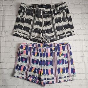 American Eagle‎ Outfitters AEO Midi Shorts Size 10 Stretch Print (Bundle Of 2)